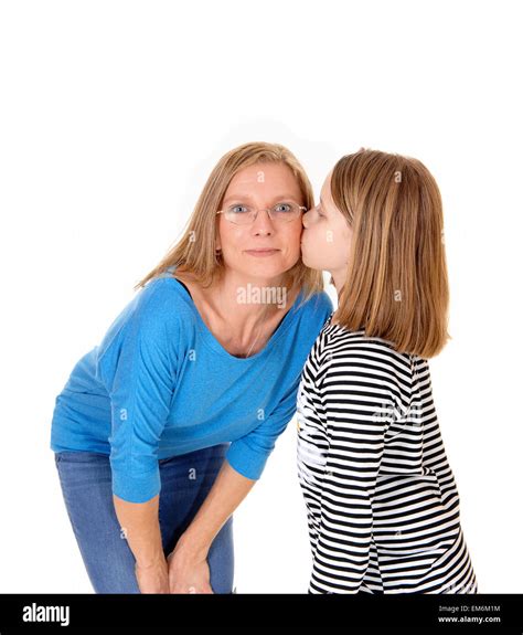 Girl Kissing Her Mother On Cheek Cut Out Stock Images And Pictures Alamy