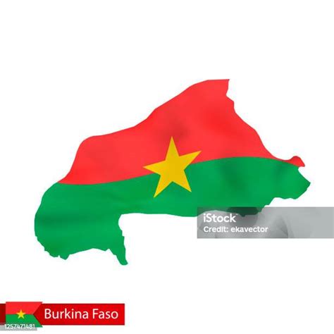 Peta Burkina Faso Dengan Mengibarkan Bendera Negara Ilustrasi Stok