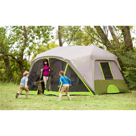 This ozark trail cabin tent includes a room divider that creates separate living and sleeping spaces. Ozark Trail 9 Person 2 Room Instant Cabin Tent with Screen ...