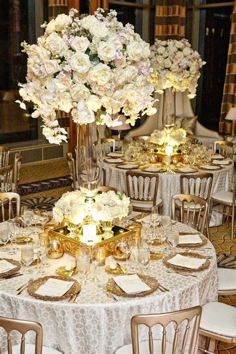 Reception Décor Photos Tablescape With White Flower Centerpieces And
