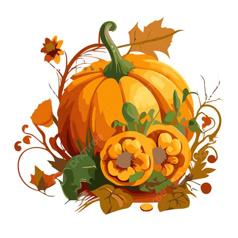 Pumpkin With Flowers Vector Sticker Clipart The Pumpkin Is Surrounded