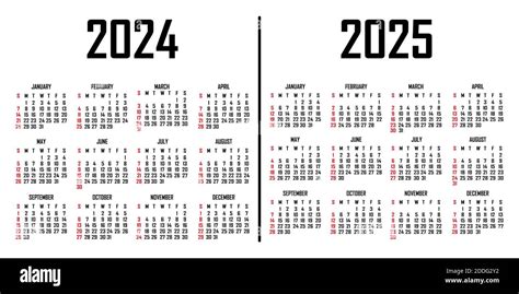 Calendrier 2024 2025 La Semaine Commence Le Dimanche Modèle De