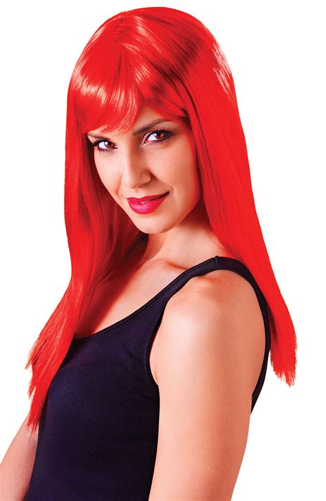 Red Long Wig Ladies Straight Coloured Glamour Wig
