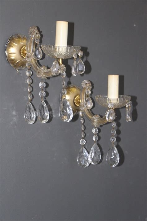 Buy Vintage French Crystal Wall Sconce Pair From Antiques