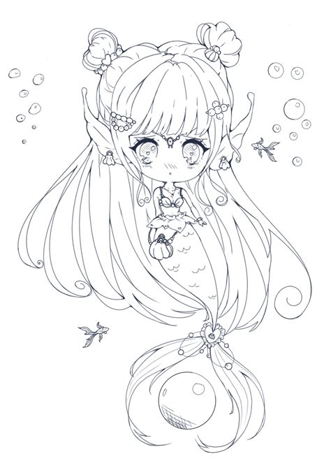 Chibi Mermaid Coloring Pages For Girls Coloring Pages