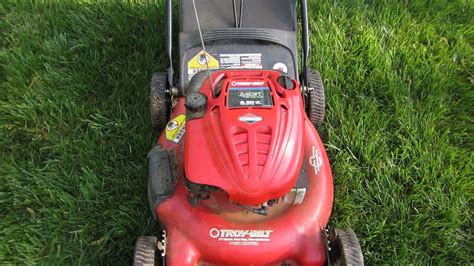 Now carefully turn the lawnmower on and pulse the aerosol cleaner in the center of the carburetor while the mower is running. Troy Bilt 21" Lawn Mower First Cold Start after Carburetor ...