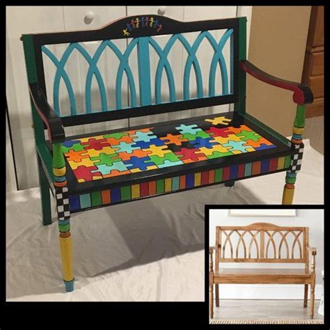 Whimsical Painted Furniture Whimsical Painted Bench Custom Etsy