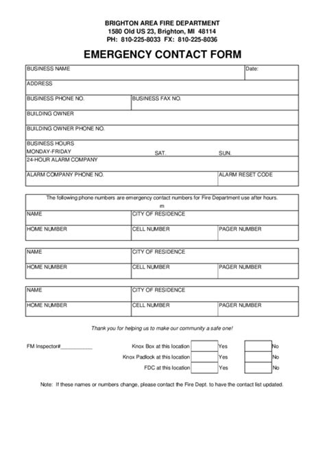 Free Employee Emergency Contact Form Pdf Word Eforms Emergency
