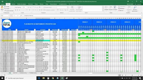 Programa De Mantenimiento Preventivo En Excel Plantilla U S En Mercado Libre