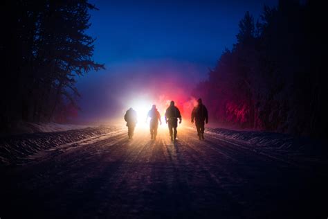 Free Images Walking Snow Light People Fog Sunrise Road Night