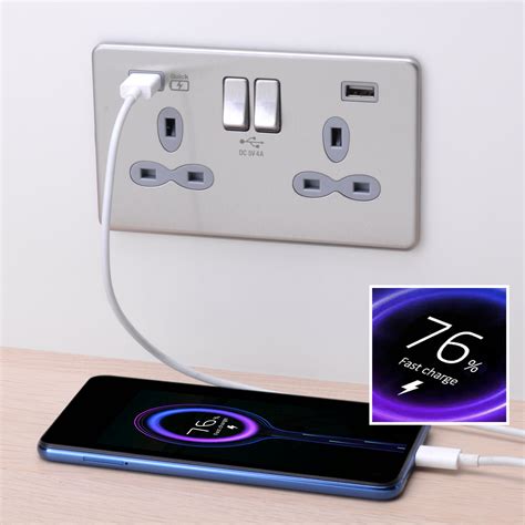 Slimline Screwless 2G Socket with Dual USB Charger (4A - Type A + Type