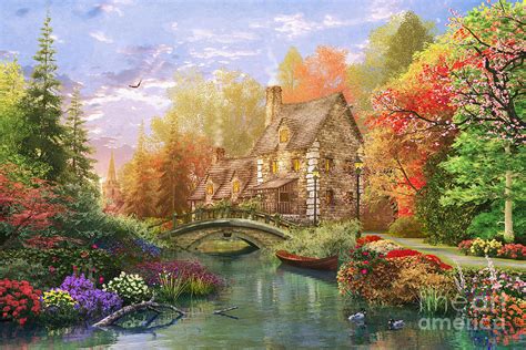 The Water Lake Cottage Digital Art By Dominic Davison Pixels
