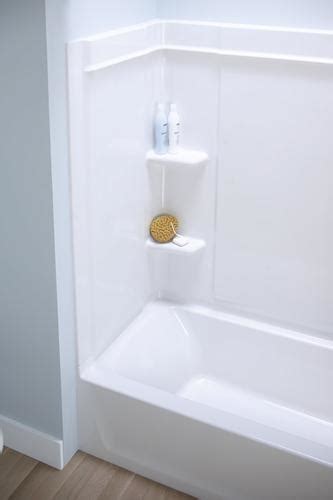 It is a very white, bright tub/shower. Sterling™ Ensemble™ Medley™ 60"W x 30"D x 55"H White ...