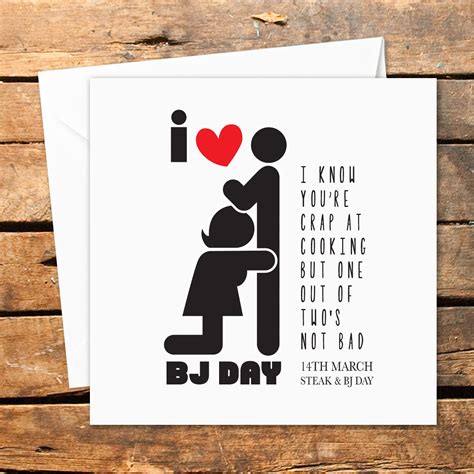 Steak And Blow Job Card Bj Blowjob 14th March Love Valentines Day Funny