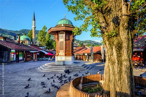 Sebilj Fountain In The Old Town Of Sarajevo Bosnia Wall Mural