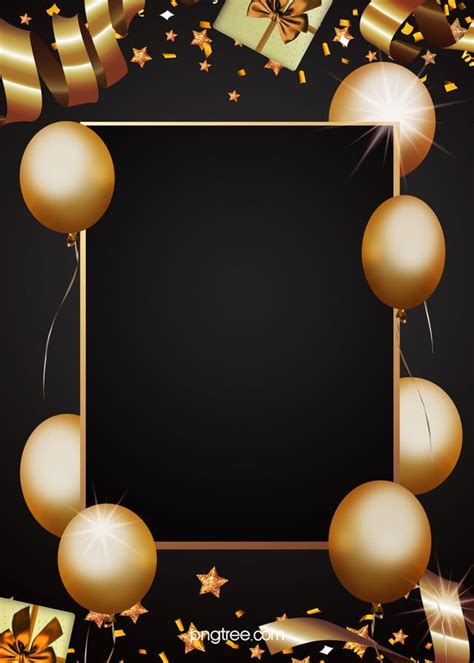 golden party decorations black background birthday background design