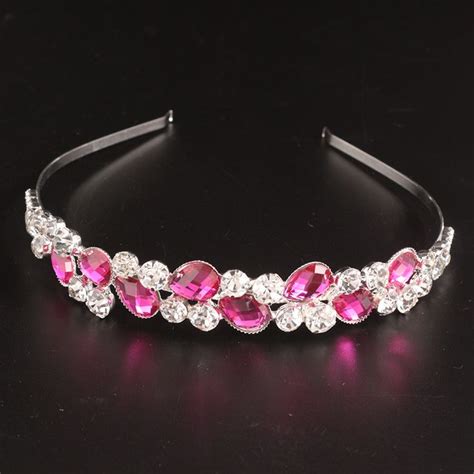 499us New Pink Shiny Crystal Rhinestone Headband Wedding Party
