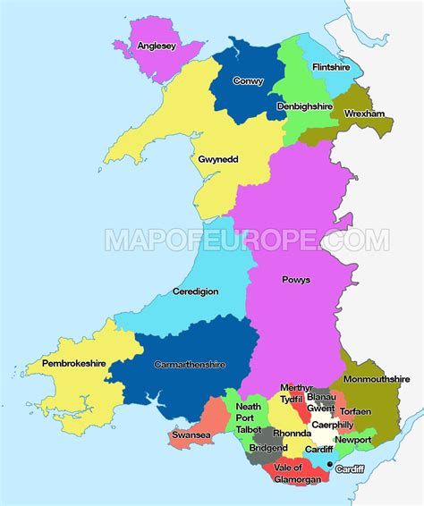 The wales editable map combines wales location map, outline map, county map, administrative subdivision map and economic region map, with additional 4 editable maps: Map of Wales | Map of Europe | Europe Map