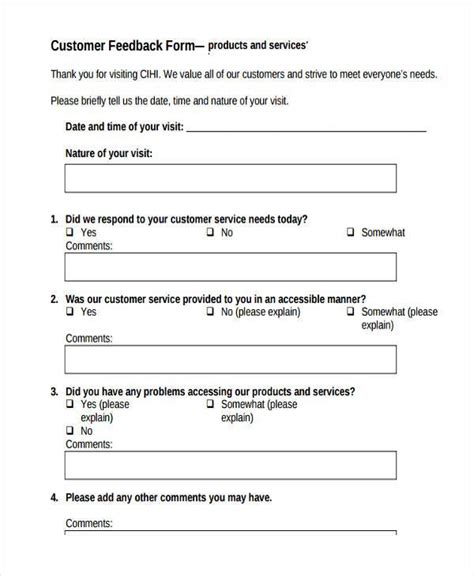 Free 11 Simple Feedback Forms In Pdf Ms Word Excel