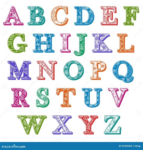 Complete Set Colorful Patterned Alphabet Letters Stock Vector Image