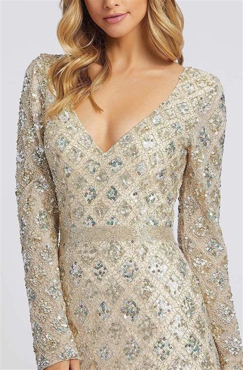 Mac Duggal Evening D Sequin Embellished Long Sleeves Gown Long