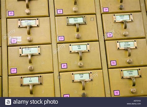 Reference Card Filing Drawer In Library Stock Photo Alamy