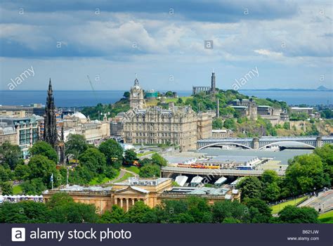 View Of The Historic City Centre And Calton Hill Edinburgh Scotland