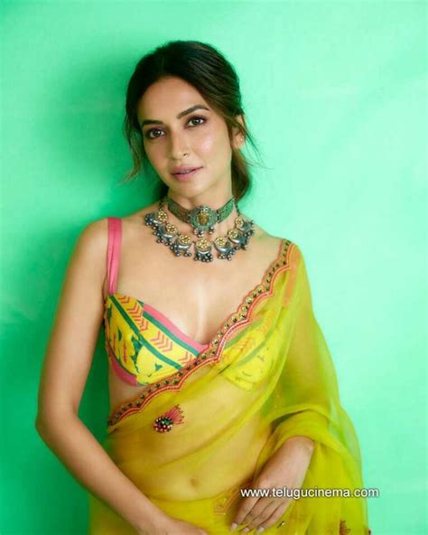 Kriti Kharbanda In A Green And Yellow Saree Telugu Cinema