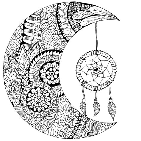 Ausmalbilder mandala fuer erwachsene eulen guten bilder. Moon Dreamcatcher Drawing | Free download on ClipArtMag