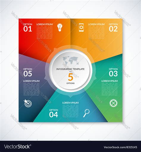 Infographic Square Template With 5 Options Vector Image