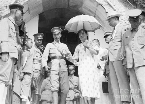 Chiang Kai Shek And Wife Leaving Tomb By Bettmann