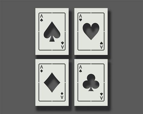 Playing Card Stencils Ace Of Spades Hearts Clubs Diamonds Etsy Uk