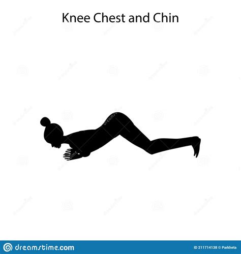 Knee Chest And Chin Pose Yoga Workout Silhouette Vector Illustration