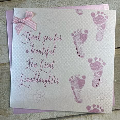 WHITE COTTON CARDS Thank You For A New Great Grandbabe Handmade Baby Card New Great