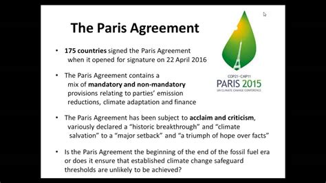 Needless to say, this is disappointing to everyone. Webinar: Paris Climate Change Agreement and its ...