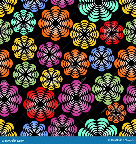 Rainbow Uneven Distributed Abstract Flower Shapes Seamless Patterns