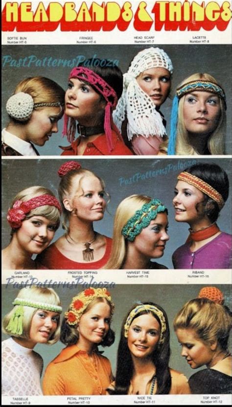 Vintage Crochet Patterns Womens Retro 70s Hairbands Etsy