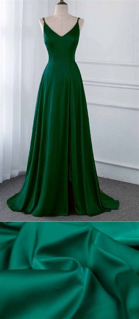 Silk Feeling Satin Spaghetti Strap Long Prom Dresses 2019 Pl2103