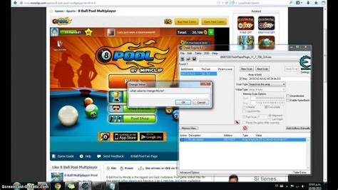 Generate unlimited coins for free !! Hack de lineas 8 ball pool, cheat engine 6.3 - YouTube