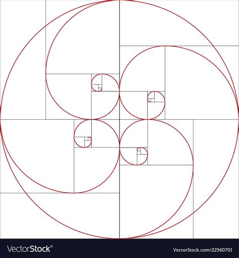 Colorful Vector Illustration Of Fibonacci Spiral Golden Ratio 07a