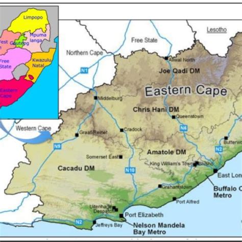 Map Of The Eastern Cape Province South Africa Adapted From Moya Nilu