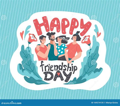 Friendship Day Banner Or Greeting Card Template With Group Of Smiling