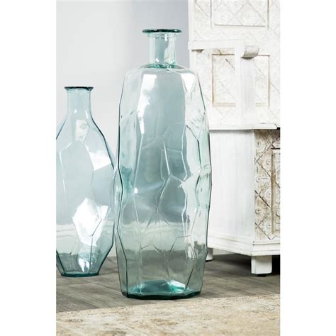 Litton Lane Clear Glass Contemporary Decorative Vase 18264 The Home Depot Glass Flower Vases