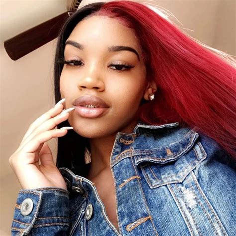 Peruvian Hair Half Red And Half Black Color Straight Lace Front Wig