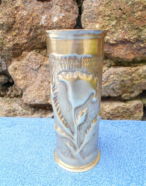 Ww1 Trench Art Brass Vase Made From St Artillery Shell Casing Etsy