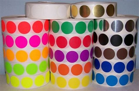 12 Circle Color Coded Labels 20 Rolls Ea Red Lite Blue Neon Green
