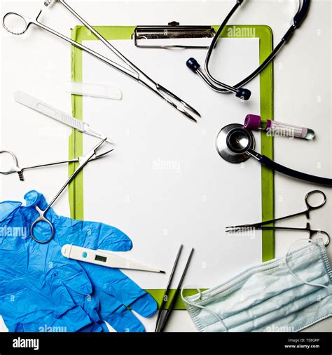 Doctor Tools On Blue Surface Stock Photo Alamy