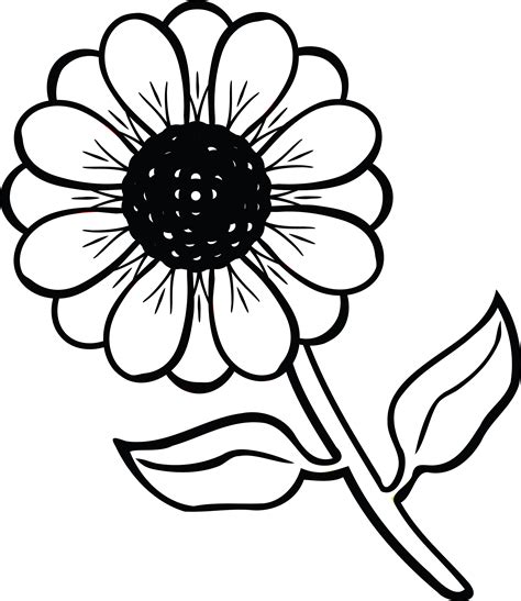 Printable Flower Clipart Black And White