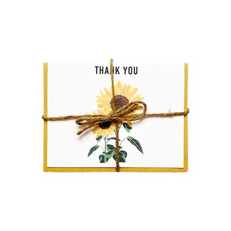 Sunflower Thank You Card Set Of 6 Greeting Card Thanks Etsy