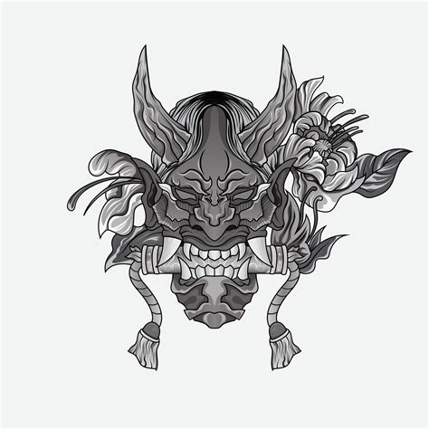 Shinigami Mask Illustration Tattoos Black And White Traditional